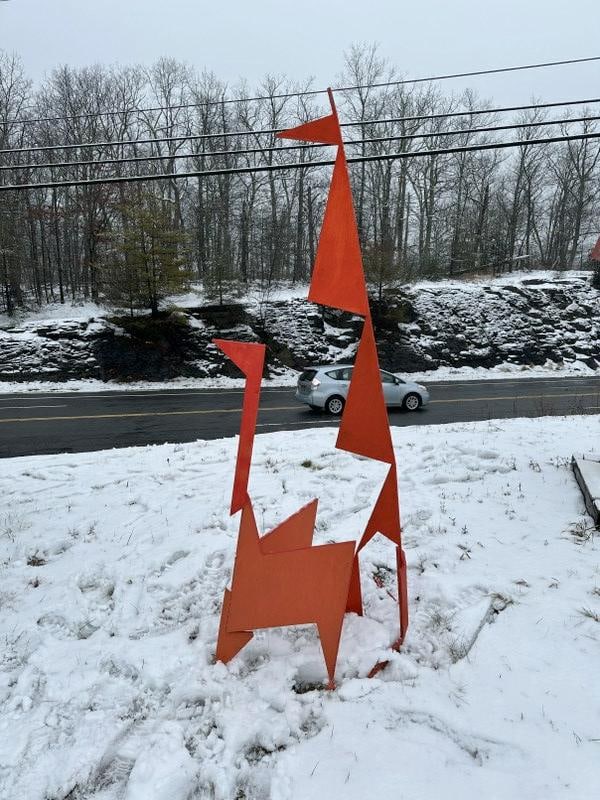(2) outdoor sculptures - "Kangaroo" & "Birds" abstract metal sculptures by Glen Mayo. 1/2" iron (1 of 2)