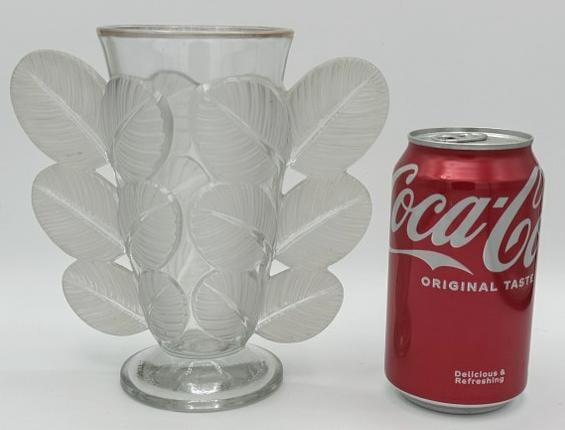 Glass Vase, 1934, Pierre D'Avesn, France, nice design, fine condition, measures 6.5" high. (1 of 2)