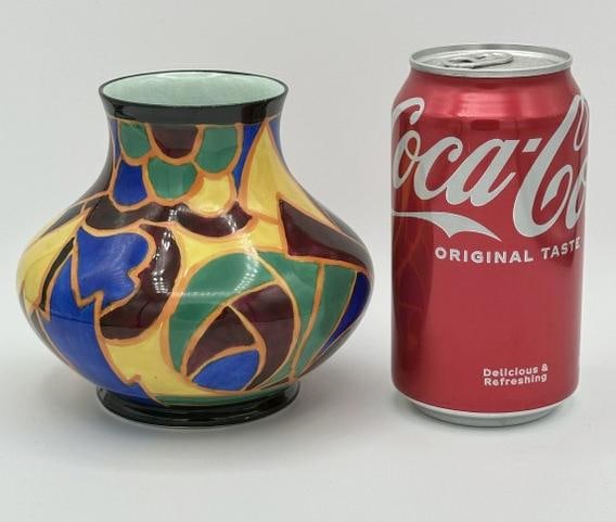 Small Ceramic Vase, 1920's, Unknown Origin, wonderful design & color, fine condition, measures 4.5" (1 of 2)