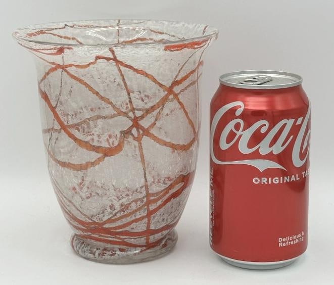 Small Blown Glass Vase with Red Pattern , 1930's, Czechoslovakia, fine condition, wonderful wavy (1 of 2)