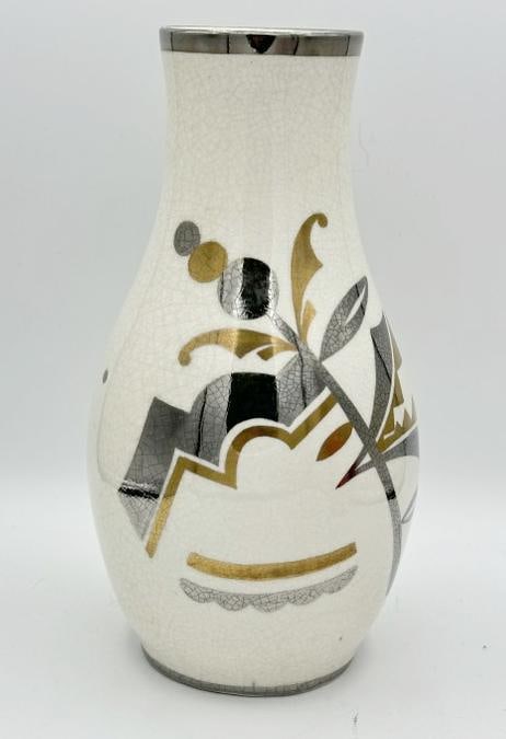Gustave Asch Large Ceramic Vase, 1930's France, very nice condition, pattern all the way around, (1 of 4)