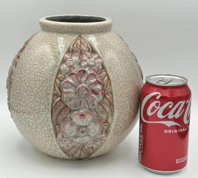 Marcel Guillard Ed Elting, Ceramic Vase, 1930, J. Martin, France, wonderful floral design, with (1 of 5)