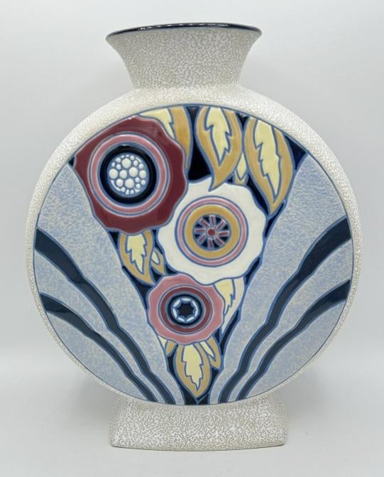 Imperial Amphora 12" high Ceramic Vase, 1920s, Max Von Jungwinth, Germany. Marked on bottom as (1 of 5)