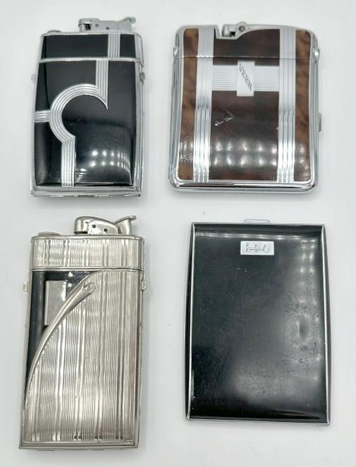 4 pcs-Evans Cigarette Case, Metal and Enamel, c. 1940, U.S.A., Evans Cigarette Case, Metal and (1 of 3)