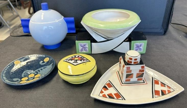 5 pcs-Ceramic Vase, 1920-30, France, Porcelain Trinket Box, 1920s, France, Halga-Paris, Small (1 of 12)