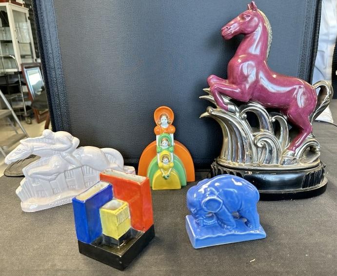 5 pcs-Porcelain Match and Cigarette Holder, Bauhaus, 1930, Germany, Porcelain Sculpture (3 girls) (1 of 7)