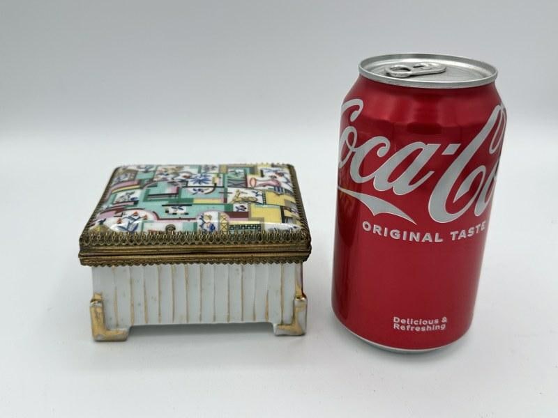 Art Deco 1930's Germany geometric porcelain box with brass trim, maybe for cigarettes…..nice (1 of 7)