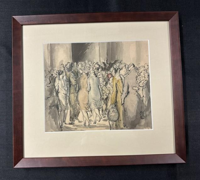 Harold Hope Read ( 1882-1959 )watercolor, Crowded Street, c. 1930 Has Certificate of Authenticity on (1 of 4)