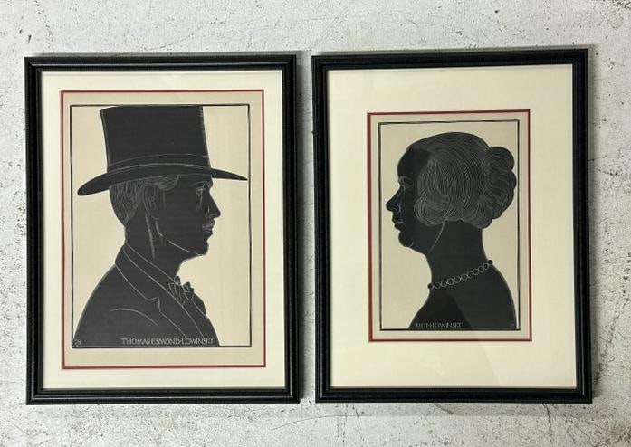 Thomas and Ruth Lowinsky (2) woodcuts, circa 1924, Eric Gill, England, nicely framed and matted. (1 of 3)