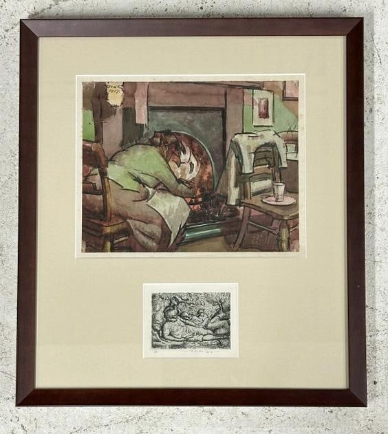 Harold Hope Read ( 1882-1959 ) Watercolor (1917) and Etching (1923), ( England ), nicely framed and (1 of 4)