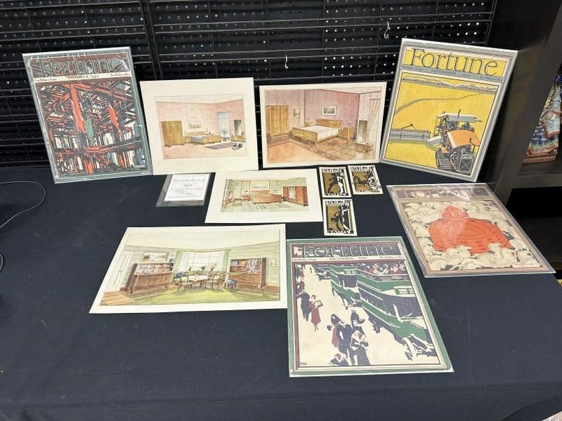 Misc. Art Deco era ephemera & original L. Weber interior room illustrations, good lot for a Dealer (1 of 7)