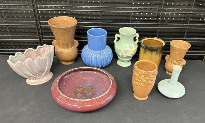 (9) pc. Art Pottery lot to include (1) FULPER, West Coast Pottery, Weller, etc. Nice looking lot, (1 of 4)