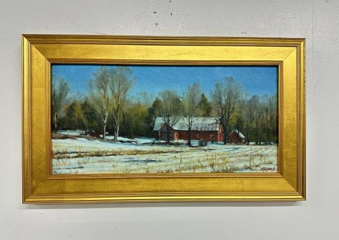 Elizabeth Apgar Smith o/c landscape titled ( PROMISE OF SPRING ), in gold frame, fine condition, (1 of 4)