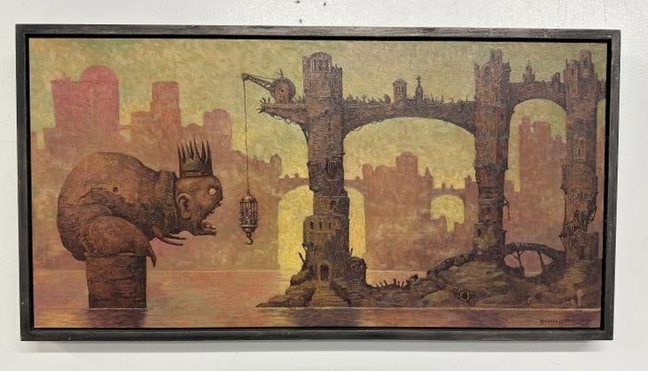 Michael Hutter (b1963 Germany ) o/b Sci Fi like illustration, signed lower right, dated 2013. In (1 of 3)