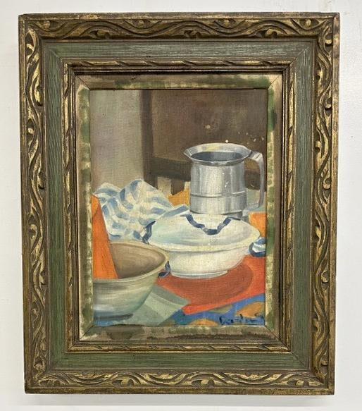 Deidre Shaw o/c impressionist still life, signed lower right, and on canvas back. As found estate (1 of 2)