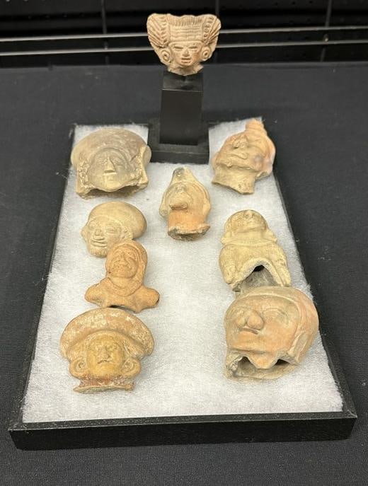 Lot of Pre Columbian(?) terra cotta artifact heads, 9 pcs in all…. (1 of 5)
