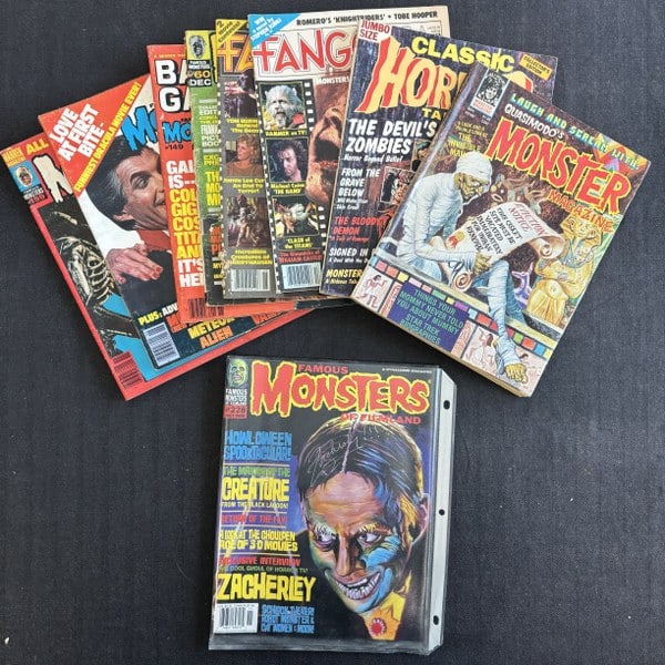 (9) Vintage Monster Magazines Zacharly signed. This lot includes nine different monter magazines (1 of 9)