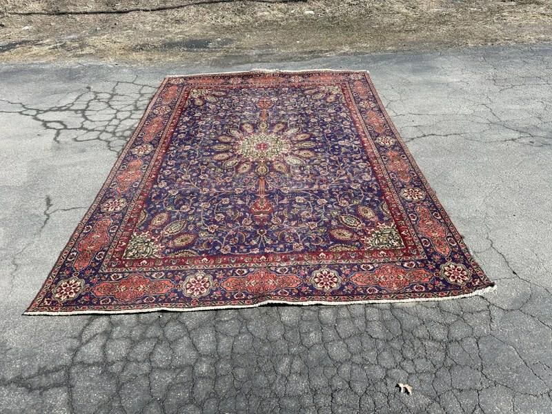 Nice estate wool handmade oriental rug from estate in Hudson Valley, measures 127" x 93", ( some (1 of 3)