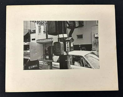 LEE FRIEDLANDER ( b 1934 ) black & white NYC street scene with Fire & Police boxes, Photographers: LEE FRIEDLANDER ( b 1934 ) black & white NYC street scene with Fire & Police boxes, Photographers stamp on back as pictured. Photograph measures 6.25" x 10", the board measures 11" x 14". Very nice es