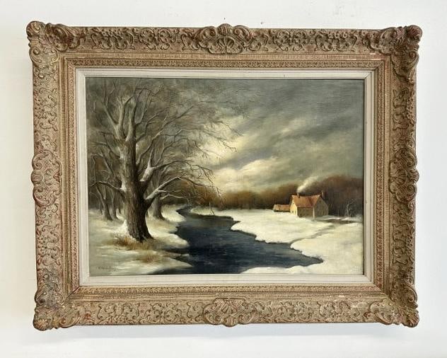 Ruth (Ruth Reininghaus Smith) Reininghaus (Born 1922)  o/c Winter landscape, in frame of the period. (1 of 4)