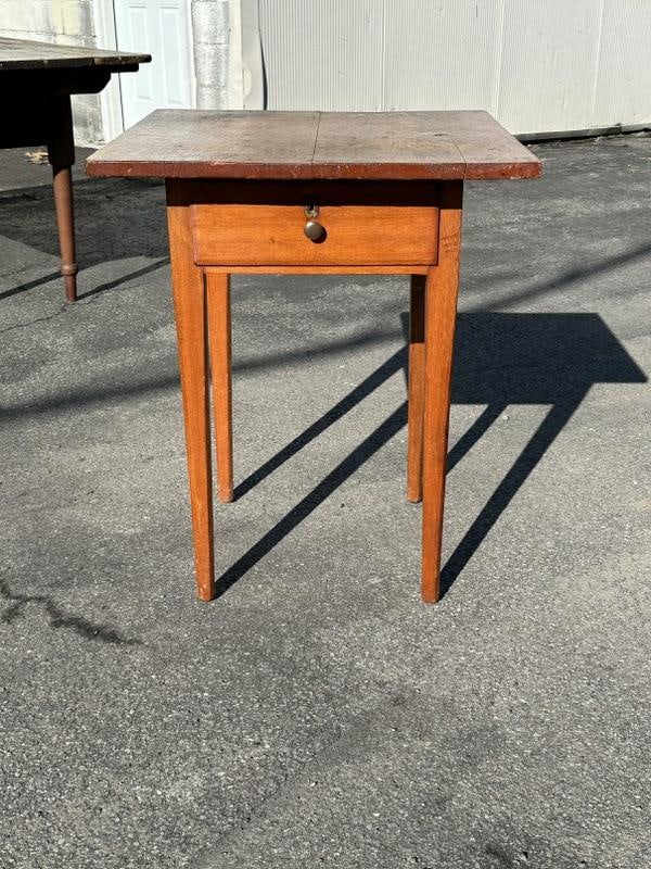Pine country 1 drawer work table w/tapered leg, meausres 24" W x 24" D x 29" H. (1 of 4)