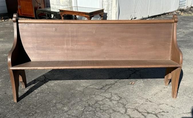 Old church pew, structurally sound, measures 72.5" W x 17" D x 35" H. (1 of 3)