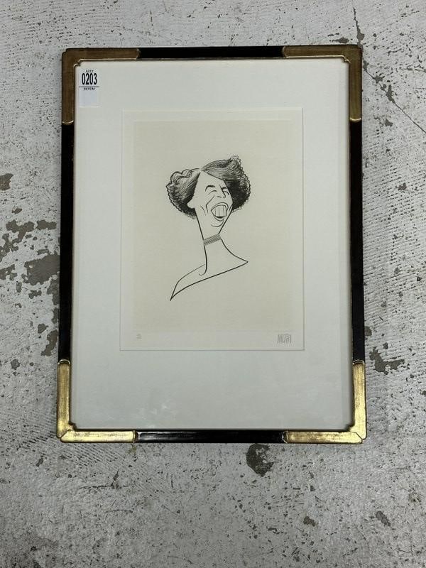 Albert Hirschfeld ( 1903-2003 ) signed Limited Edition etching of Eleanor Roosevelt ( Number 24 of (1 of 5)