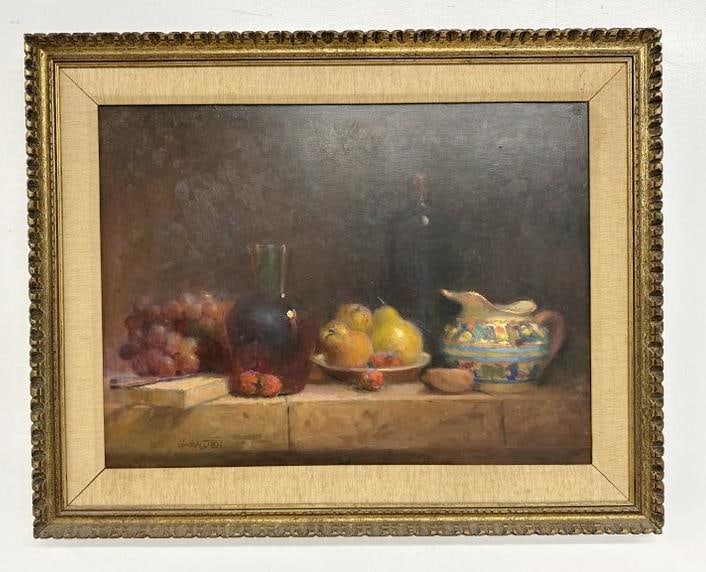William Harnden (1920 - 1983) o/b still life with fruits, pitcher & vase, signed lower left, in fine (1 of 3)