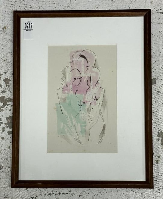 Konrad Cramer ( 1888-1963 ) Cubist Figures ( ink & watercolor on paper ), signed and dated 1948. (1 of 5)