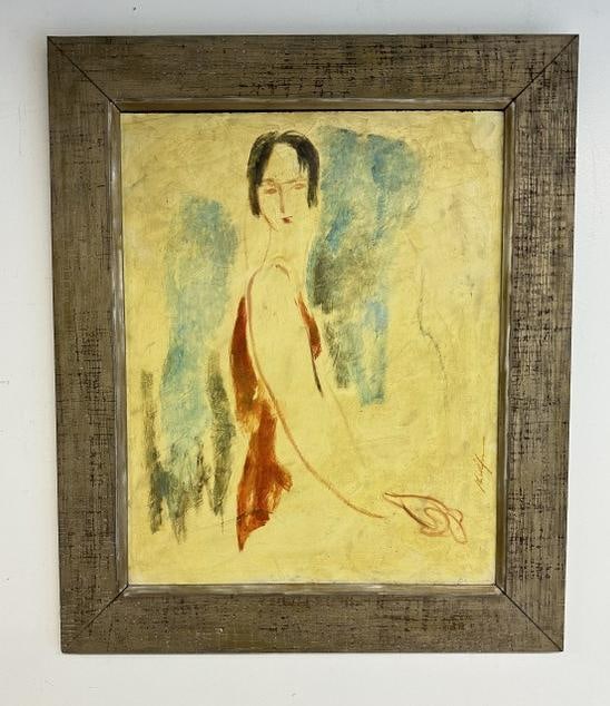 Melville Phillips (mid 20th century) Mid Century impressionist o/b portait of woman, signed lower (1 of 3)
