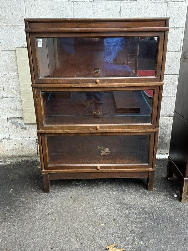 (3) stack mahogany HALE barrister bookcase from local estate, structurally sound, some wear to (1 of 2)