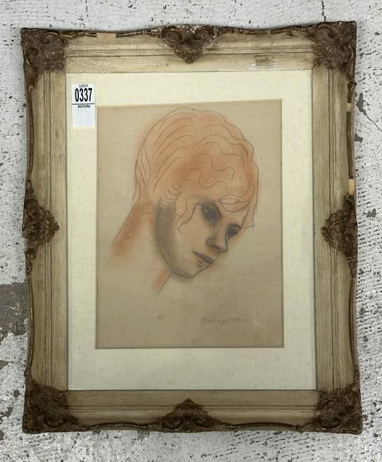 Murray Hoffman (1891 - 1945) pastel portrait of woman, pencil signed as pictured. From Woodstock,: Murray Hoffman (1891 - 1945) pastel portrait of woman, pencil signed as pictured. From Woodstock, N.Y. estate collection. Nice overall condition. Drawing measures 11.5" x 8", the frame measures 17" x