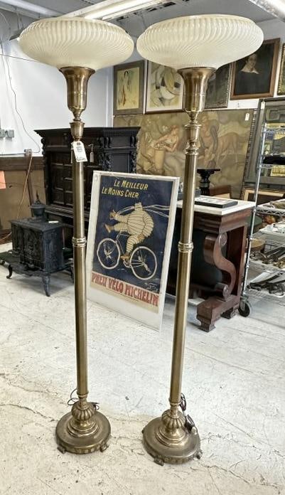 Wonderful matched pair of circa 1920's torchere lamps, very nice condition, were used in Funeral (1 of 5)