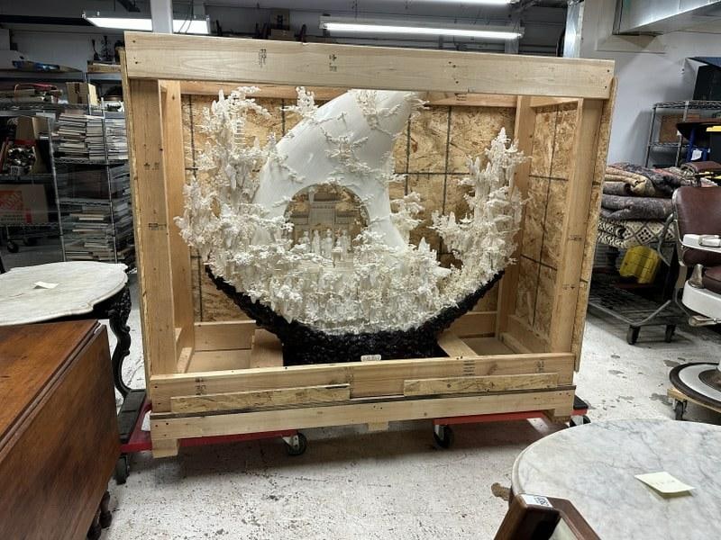 Monumental ( BONE FAIRIES MOUNTAIN ) in shipping crate. Very intricate in carvings, with so many: Monumental ( BONE FAIRIES MOUNTAIN ) in shipping crate. Very intricate in carvings, with so many figures, trees, etc. From what I could find out the company that made these and imported them, is no lo