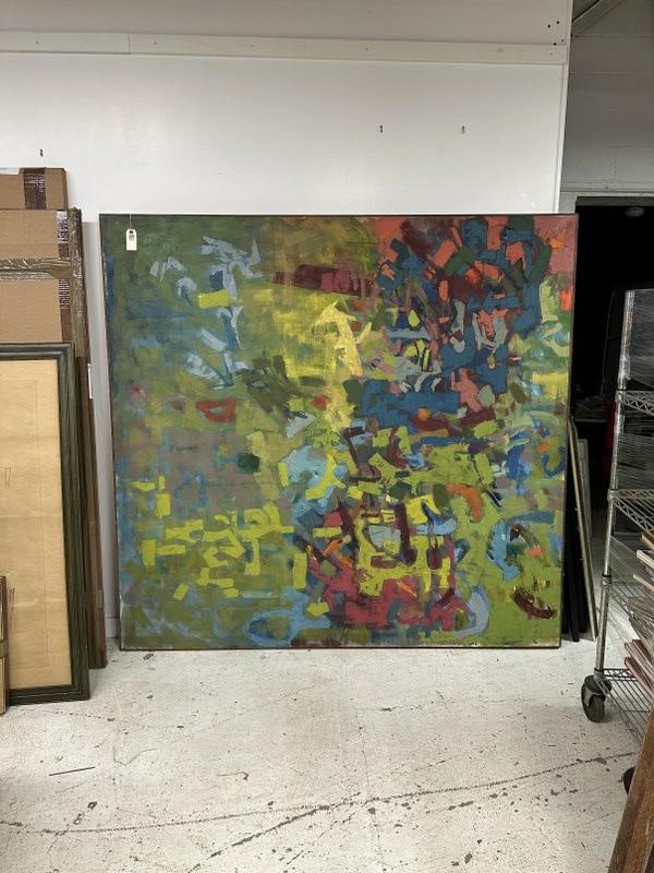 Neil Stouffer ( b 1931 ) LARGE o/c Mid Century abstract.  From home in Hudson Valley of gentleman (1 of 8)