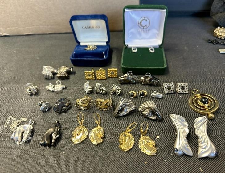 RICK CAMERON lot of vintage new old stock STERLING earrings, tie clasps, pendants, some from his (1 of 6)