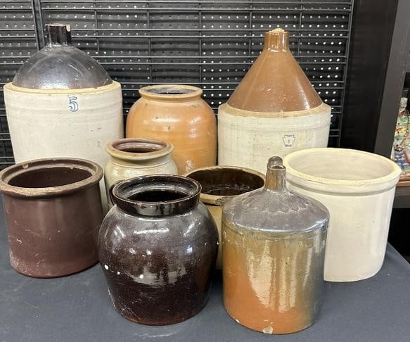 (9) pcs. Stoneware from Hudson Valley estate, he had them lined up and down staircases, some are (1 of 5)