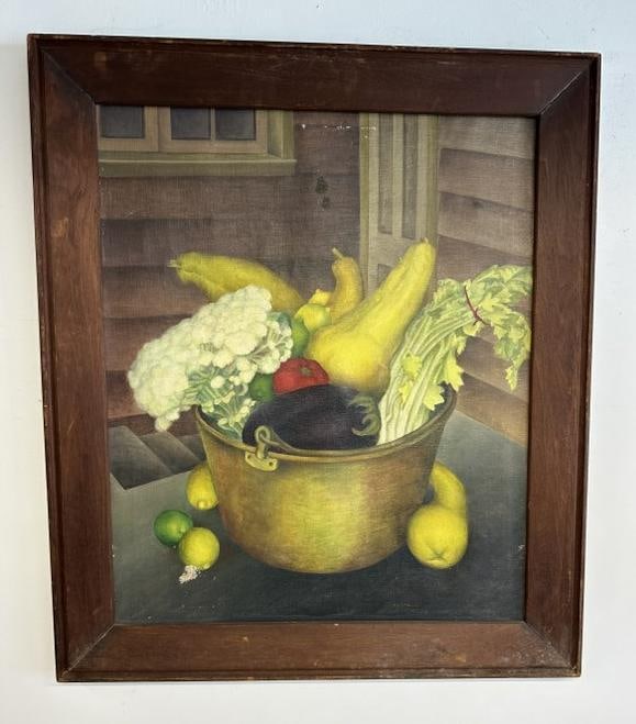 Rosabell Macdonald Mann o/c titled ( ABUNDANCE ) on back with Exhibition label from Jamaica High (1 of 6)