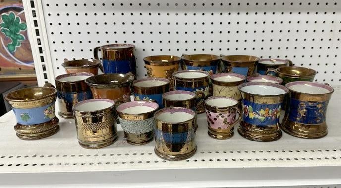 (21) pieces COPPER LUSTER cups with handles, from fine estate collection. (1 pc. with repair on rim (1 of 5)