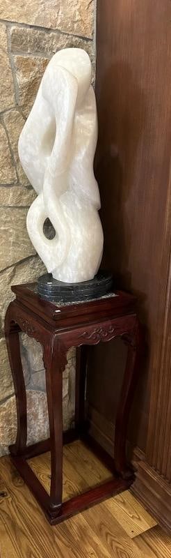 Abstract carved marble statue ( figures ) on marble base, from fine estate in Hudson Valley. ( (1 of 7)