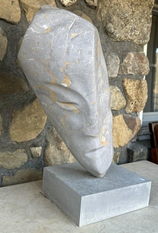 Wonderful Mid Century sculpture marble bust of head ( signed illegibly as pictured, dared 1963 ). (1 of 7)