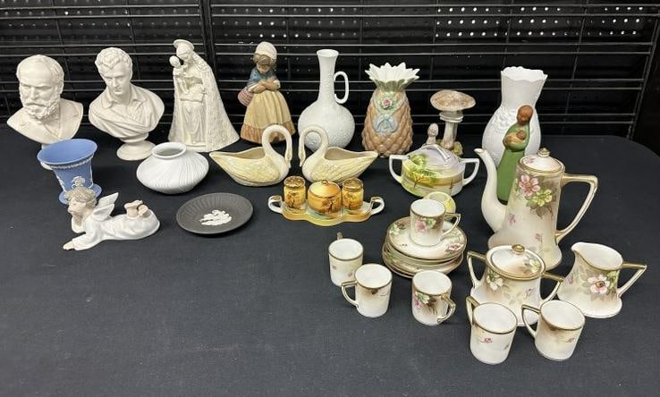 Interesting lot of porcelains from nice estate in Hudson Valley, includes hand painted NIPPON tea (1 of 7)
