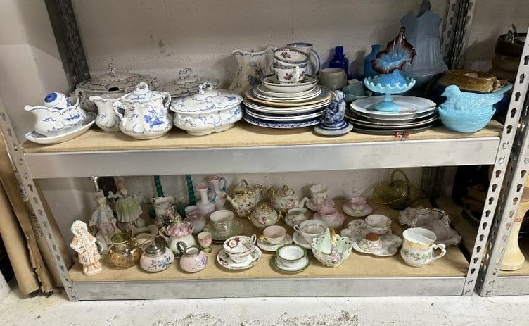 (2) large shelves of porcelains and related from estate of retired dealer who traveled and did (1 of 10)