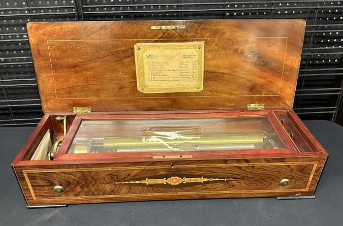 NICOLE FRERES wonderful Victorian rosewood inlaid music box in very nice estate condition, always (1 of 12)