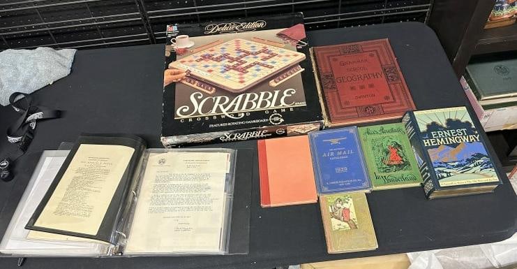 Estate lot misc. books, ephemera in album of stamps, envelopes, letters, Treasury letters, etc. Good (1 of 18)