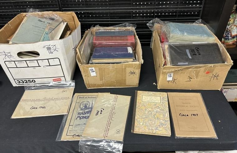 (3) boxes of HISTORY related ephemera to include booklets, pamphlets, books, publications, etc. Good (1 of 7)