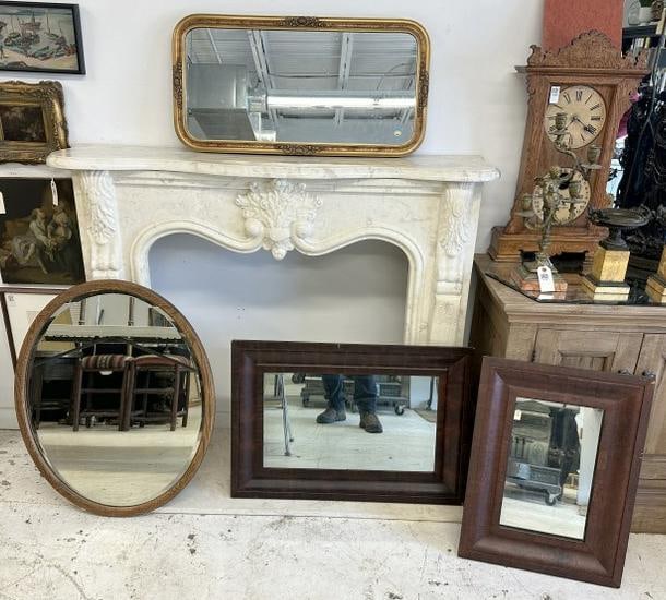 (4) older mirrors from local estate, includes (2) ogee, oval oak measures 32" x 25", the gold mirror (1 of 4)