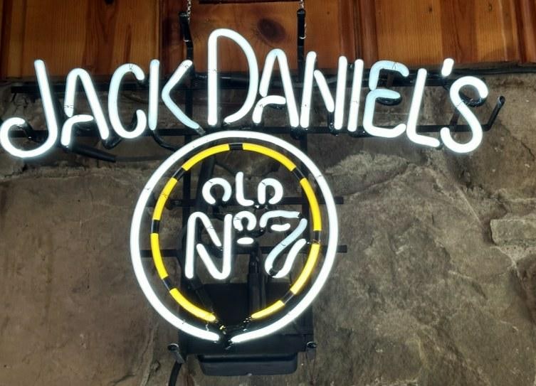JACK DANIELS OLD NO. 7 working neon light from estate gameroom in Hudson Valley. Measures 25" wide x (1 of 2)