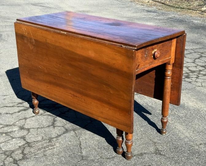 19th c cherry country long drop leaf swing leg table, from country estate in Hudson Valley. (1 of 5)