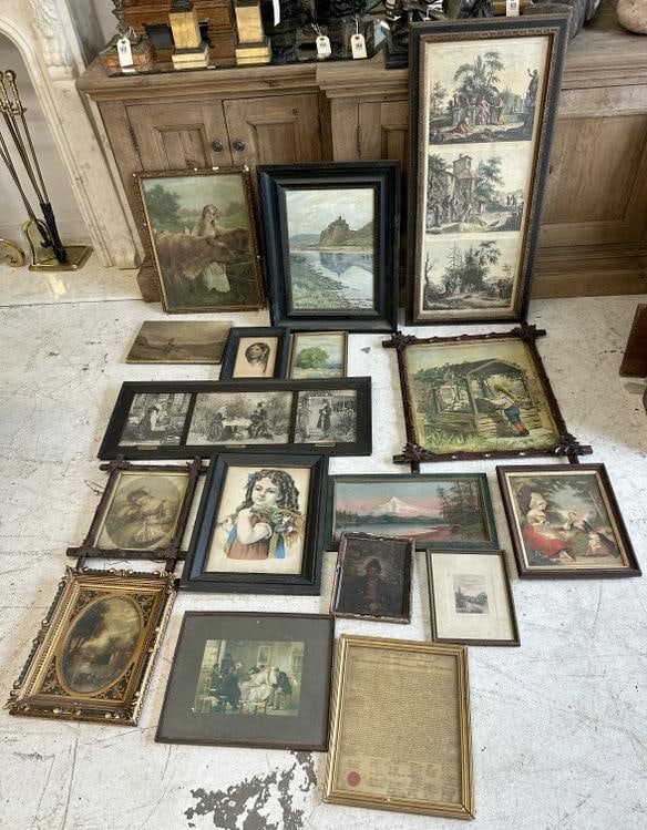 Nice lot of older framed paintings and prints from Hudson Valley estate, great lot for dealer to (1 of 13)